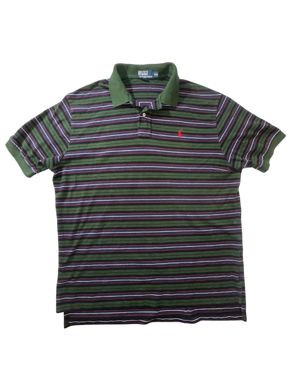 Polo Ralph Lauren Men’s XXL Striped Cotton Polo Shirt Green Navy Red